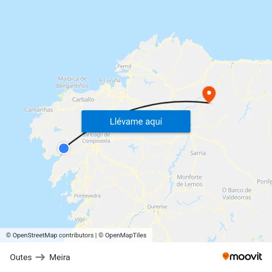 Outes to Meira map