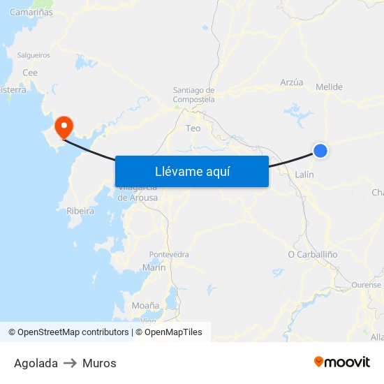 Agolada to Muros map