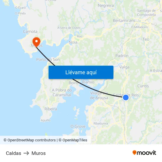 Caldas to Muros map