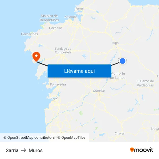 Sarria to Muros map