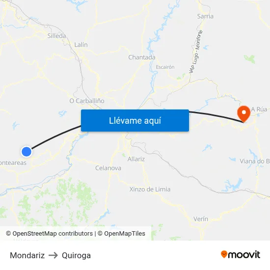 Mondariz to Quiroga map