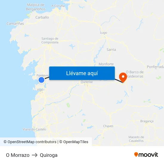 O Morrazo to Quiroga map