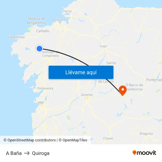 A Baña to Quiroga map