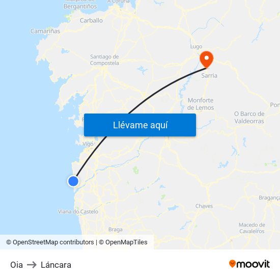 Oia to Láncara map