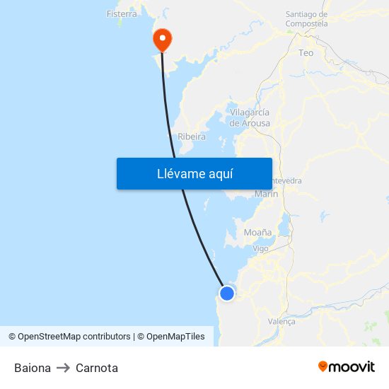 Baiona to Carnota map