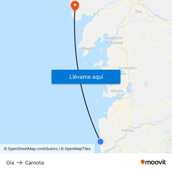 Oia to Carnota map
