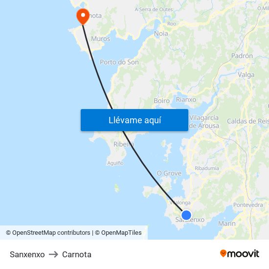 Sanxenxo to Carnota map
