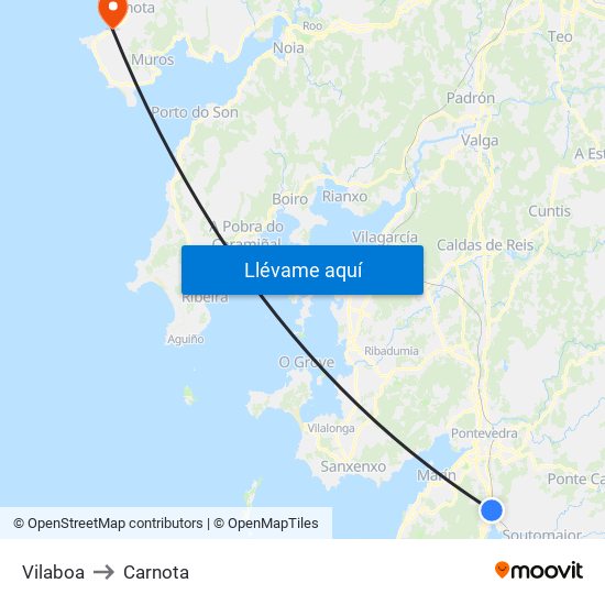 Vilaboa to Carnota map