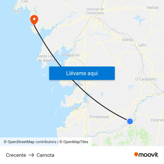 Crecente to Carnota map