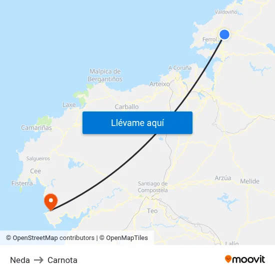 Neda to Carnota map