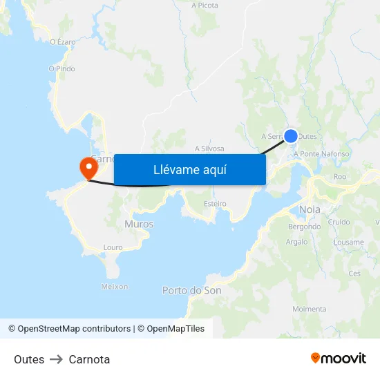 Outes to Carnota map