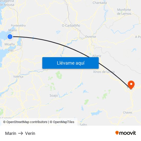 Marín to Verín map