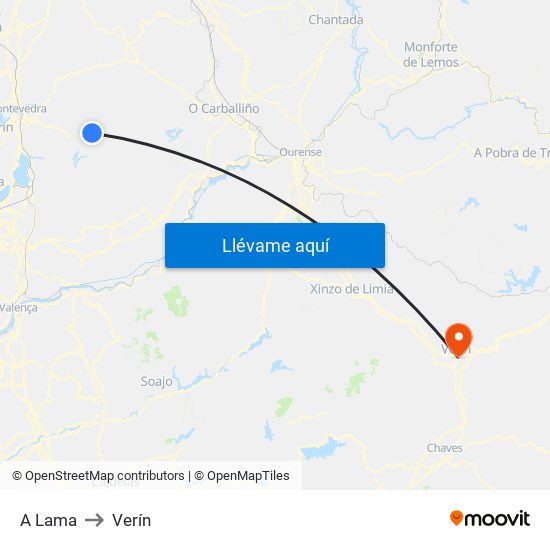 A Lama to Verín map
