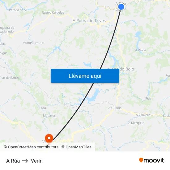 A Rúa to Verín map
