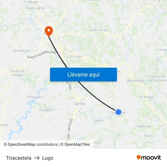 Triacastela to Lugo map