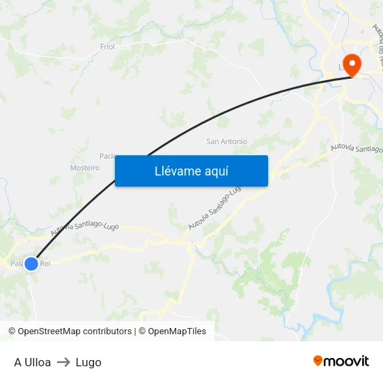 A Ulloa to Lugo map