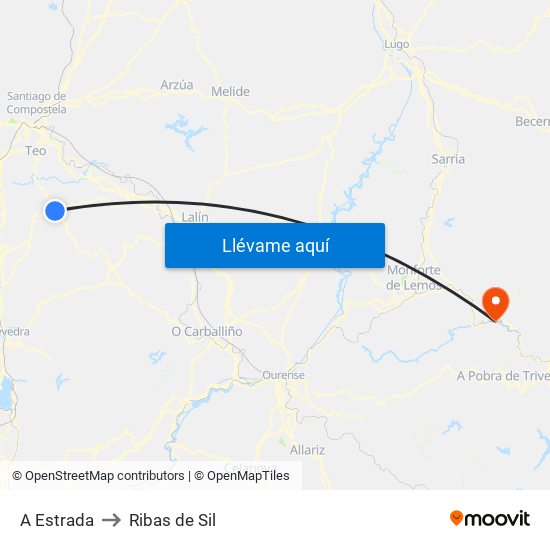 A Estrada to Ribas de Sil map