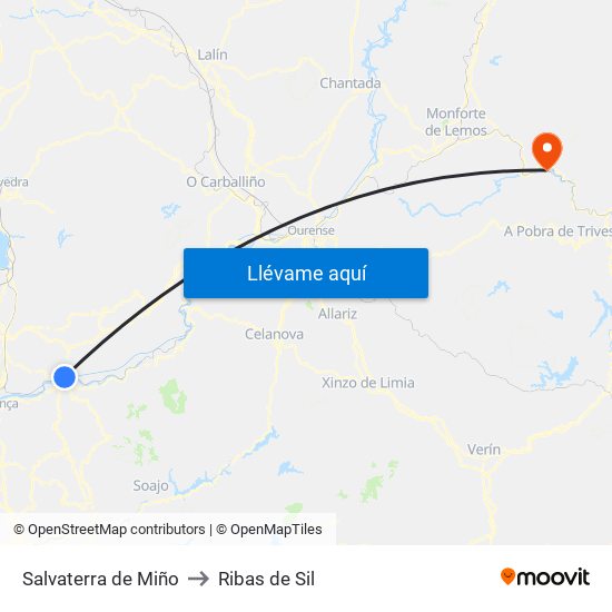 Salvaterra de Miño to Ribas de Sil map