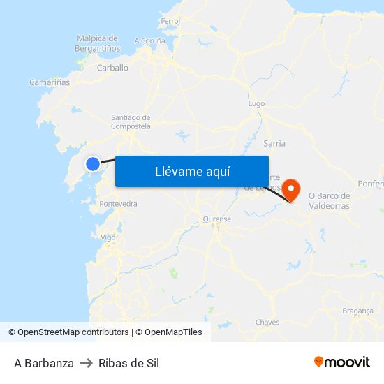 A Barbanza to Ribas de Sil map