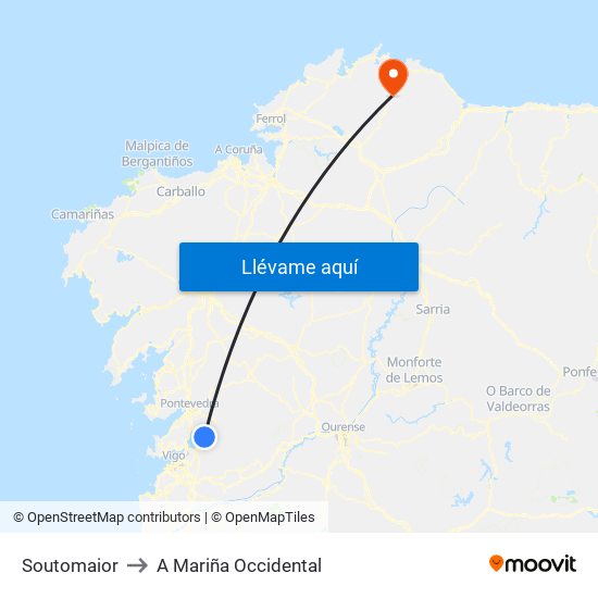 Soutomaior to A Mariña Occidental map