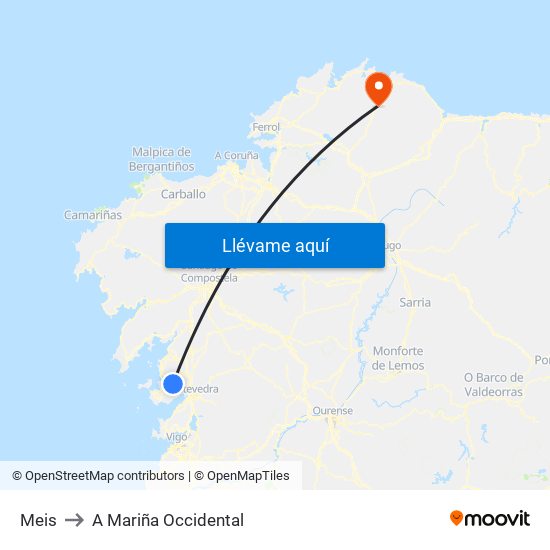 Meis to A Mariña Occidental map