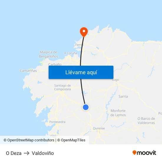 O Deza to Valdoviño map