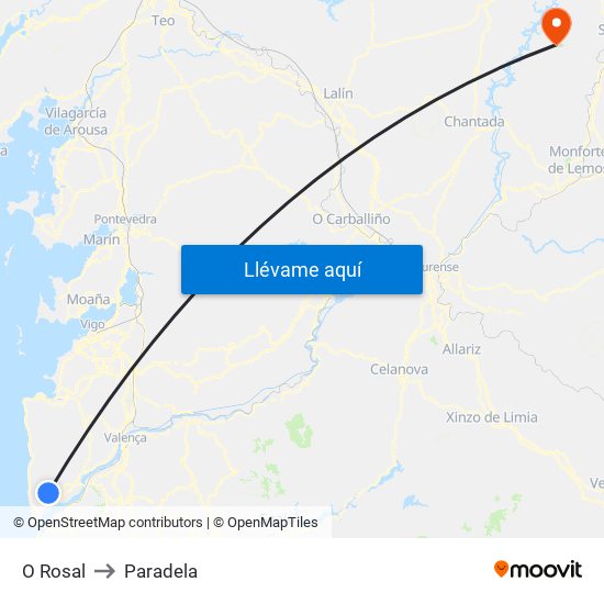 O Rosal to Paradela map