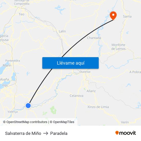 Salvaterra de Miño to Paradela map