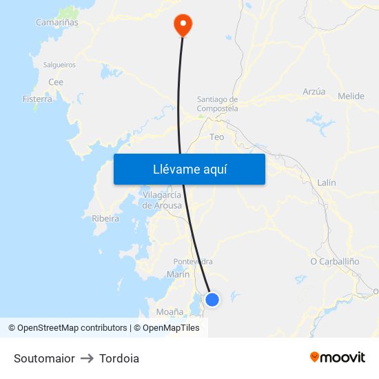 Soutomaior to Tordoia map