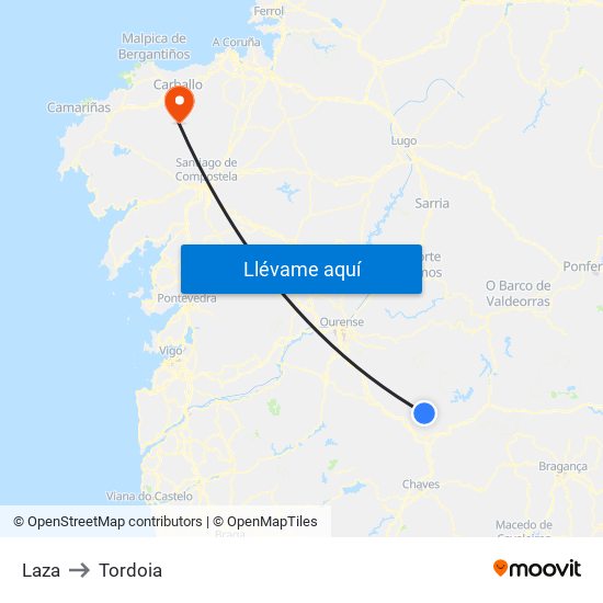 Laza to Tordoia map