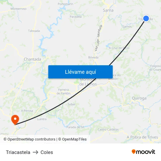Triacastela to Coles map