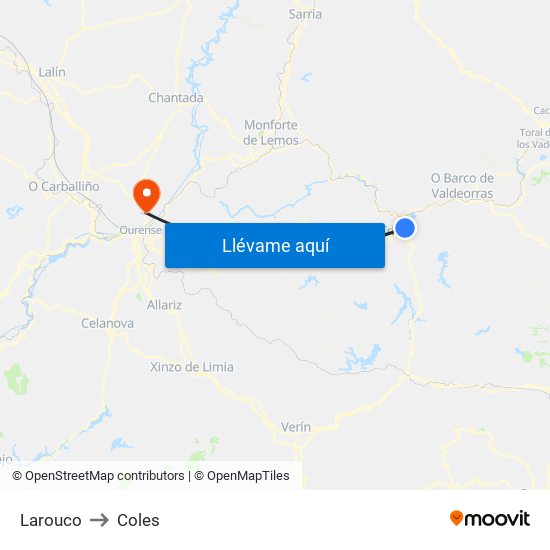 Larouco to Coles map