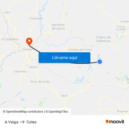 A Veiga to Coles map