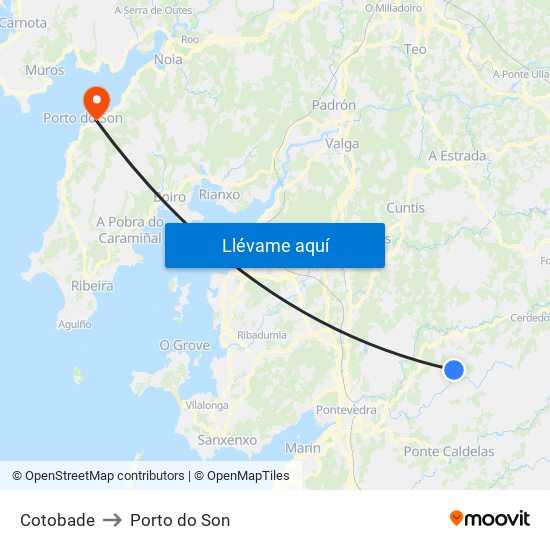 Cotobade to Porto do Son map