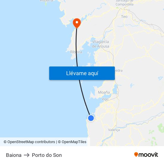 Baiona to Porto do Son map