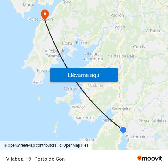 Vilaboa to Porto do Son map