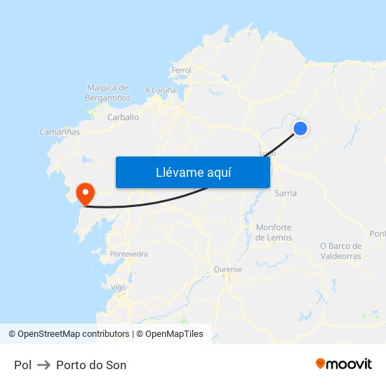 Pol to Porto do Son map