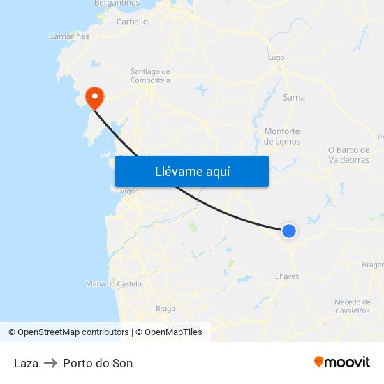 Laza to Porto do Son map