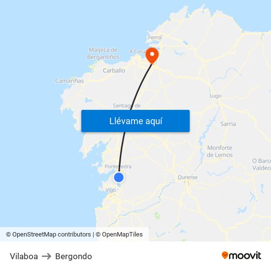 Vilaboa to Bergondo map