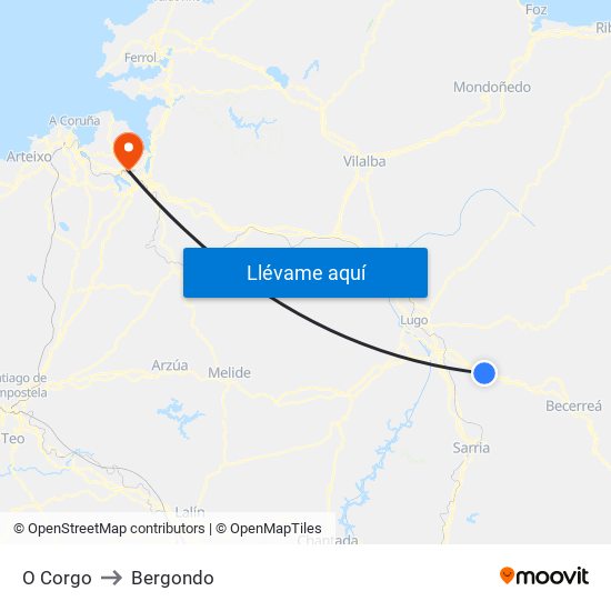 O Corgo to Bergondo map