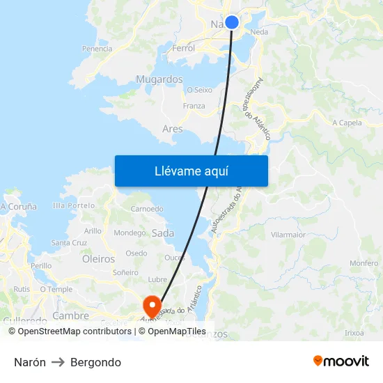 Narón to Bergondo map