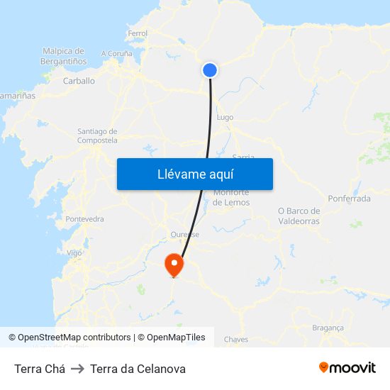 Terra Chá to Terra da Celanova map