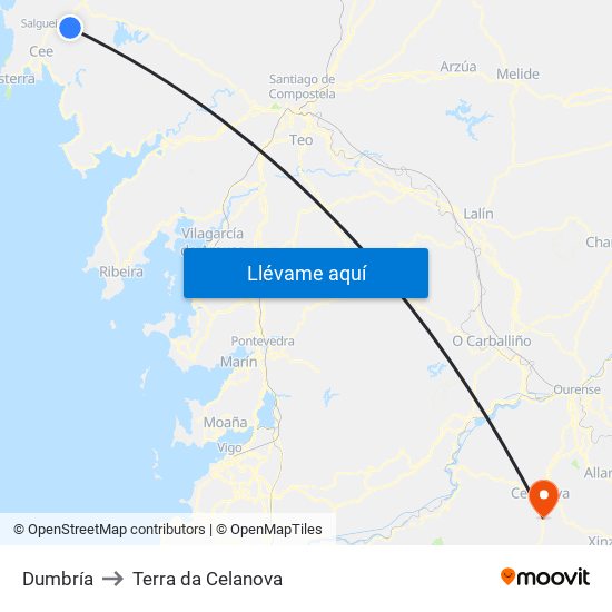 Dumbría to Terra da Celanova map