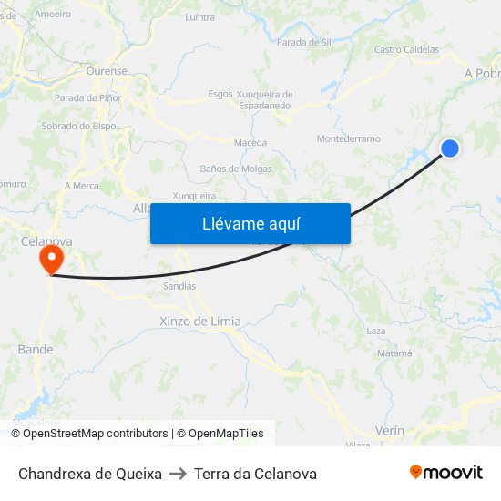 Chandrexa de Queixa to Chandrexa de Queixa map