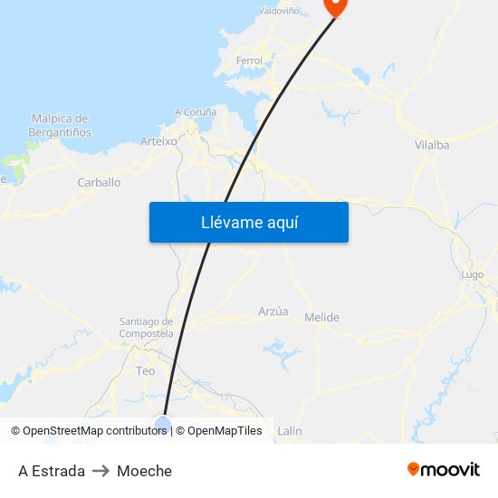 A Estrada to Moeche map