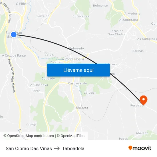 San Cibrao Das Viñas to Taboadela map