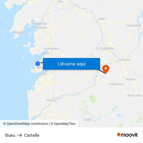 Bueu to Cartelle map