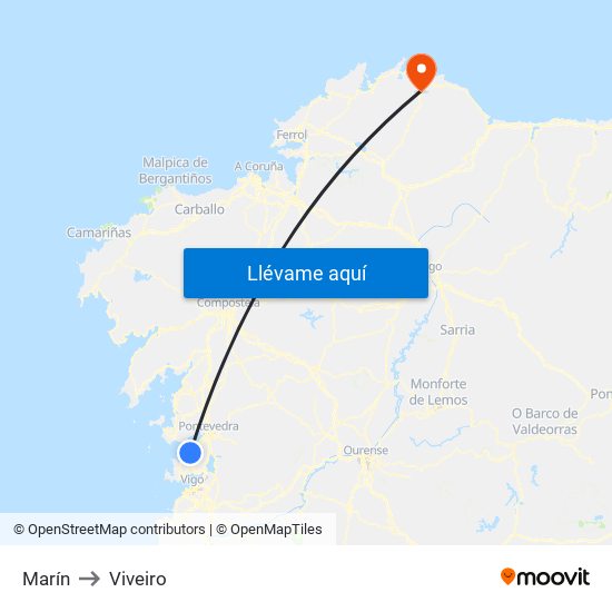 Marín to Viveiro map