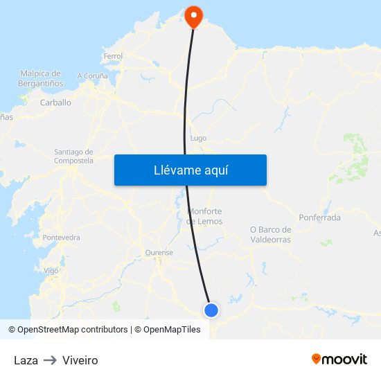 Laza to Viveiro map