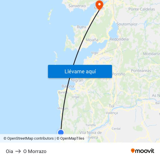 Oia to O Morrazo map